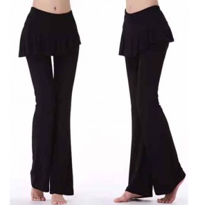 Women girls purple red black latin ballroom dance trousers modal modern ballet tango latin skirt dancing long trousers for female